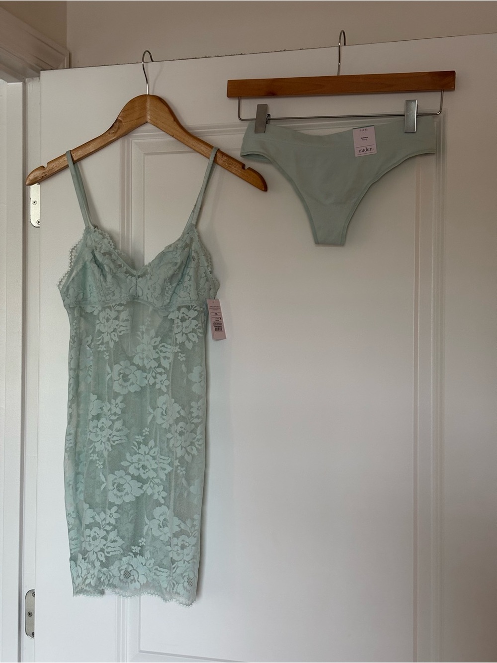 Target Lace Babydoll Lingerie Slip Dress and Matching Thong in Mint